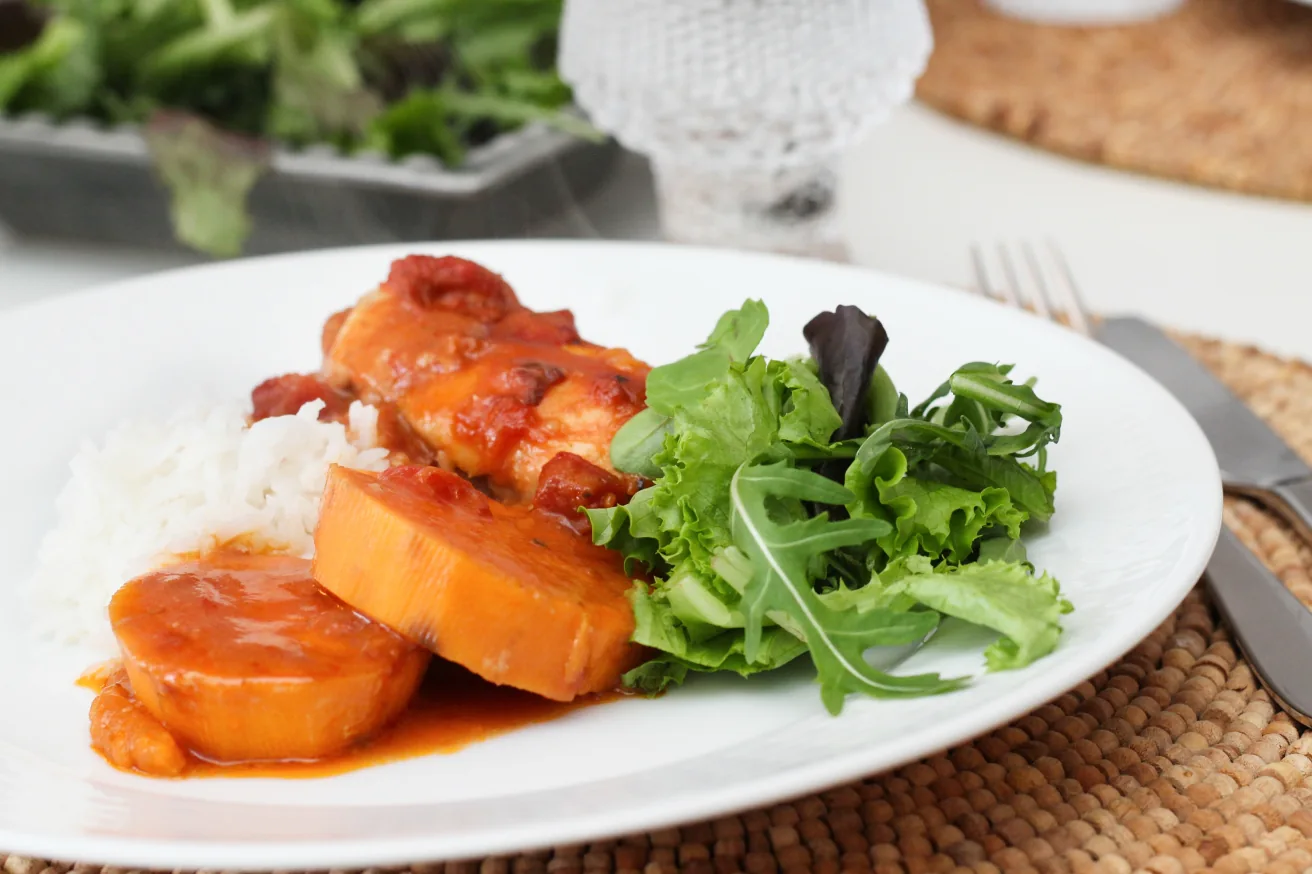 Kjúklingur og sætar kartöflur í æðislegri sósu